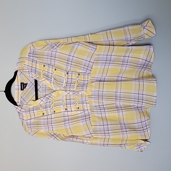Torrid Clueless Preppy Academia plaid roll tab sleeve top size 0 Y2K - Picture 1 of 6